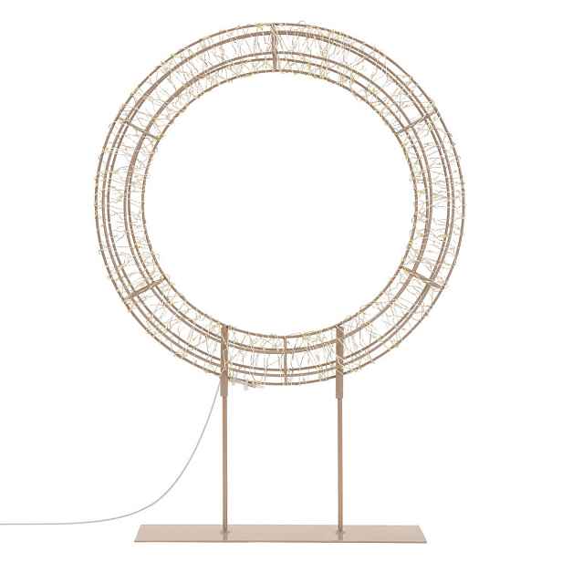 ECD-Germany LED VÁNOČNÍ VĚNEC 41,5 cm s podstavcem, vánoční dekorace s řetězem světel 200 LED, teplá bílá