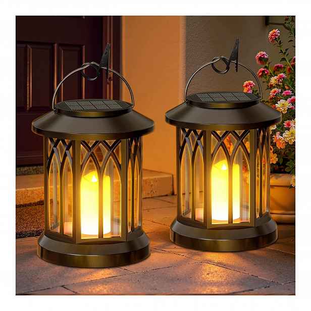 Gearlite Solární lampa pro venkovní použití, 2 ks, černá, voděodolný efekt