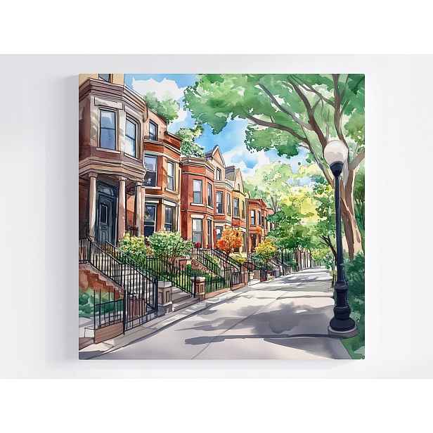 Obraz Na Plátně Canvas Město Ulička Domy Brownstone Amerika Usa 50x50