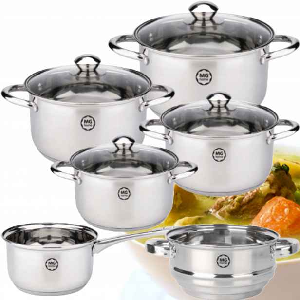 Sada 5 Hrnců Mg Home Lauro Ocelová Sada 10 Dílů Inox Indukce