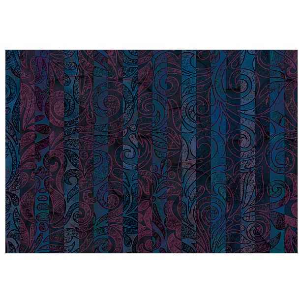 Tapeta Abstraktní Květiny Rostliny Fialovo-růžové Linie Vinyl 208x146 lepidlo