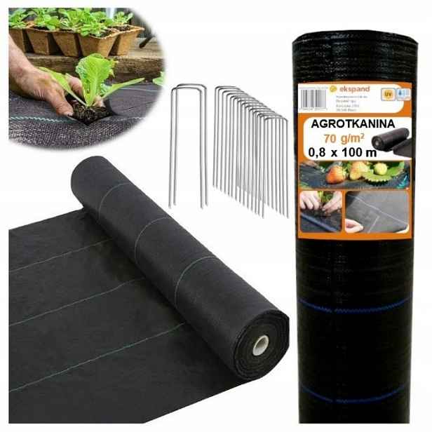 Agrotextilie Agrotkanina Černá Uv 70G 0,8x100m Antiplevelová Podložka Kotvy