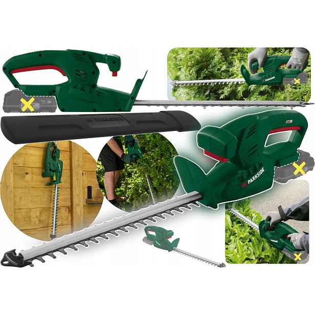 Akumulátorové nůžky na živý plot 20 V Parkside, délka řezu 35 cm
