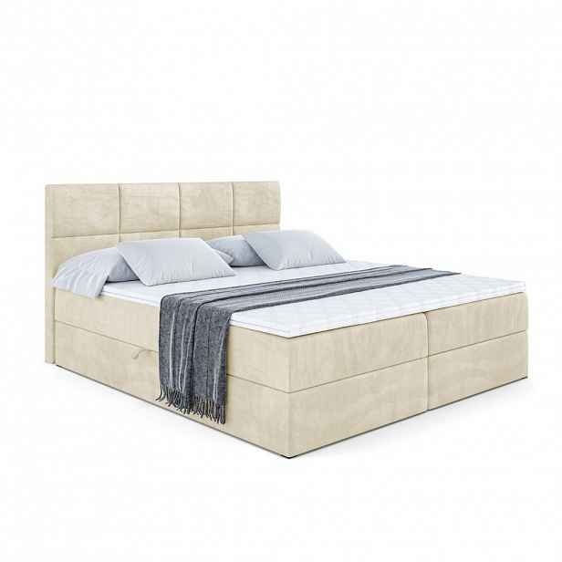 ALTDECOR AMERICKÁ postel s matrací H4 a lamelovým roštem – ARDENI – 160 × 200 cm – H4 – béžová