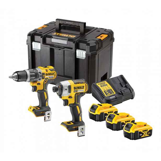 DeWALT - 18V AKU sada příklepové vrtačky a rázového utahováku, 3x aku 5,0 Ah XR, nabíječka DCK266P3T