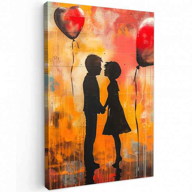 MuchoWow OBRAZ NA PLÁTNĚ Street art - Láska - Graffiti - Umění - Banksy 20x30 cm