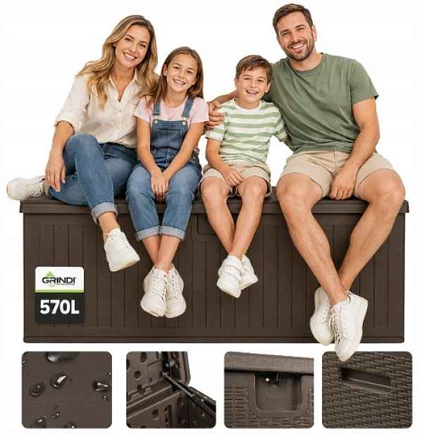 Zahradní Box S Sedákem Rissa 570 L Hnědý 300 Kg Voděodolný