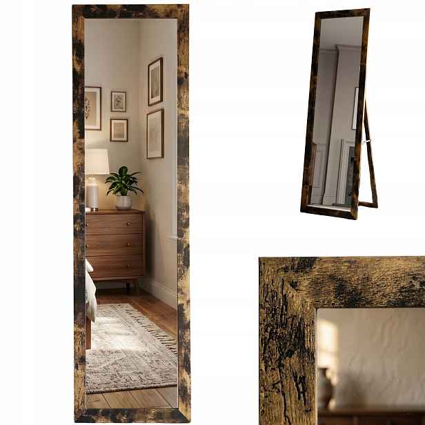 Zrcadlo Stojící Obdélníkové Hnědé 127X37 CM Rám Z Mdf Sklo