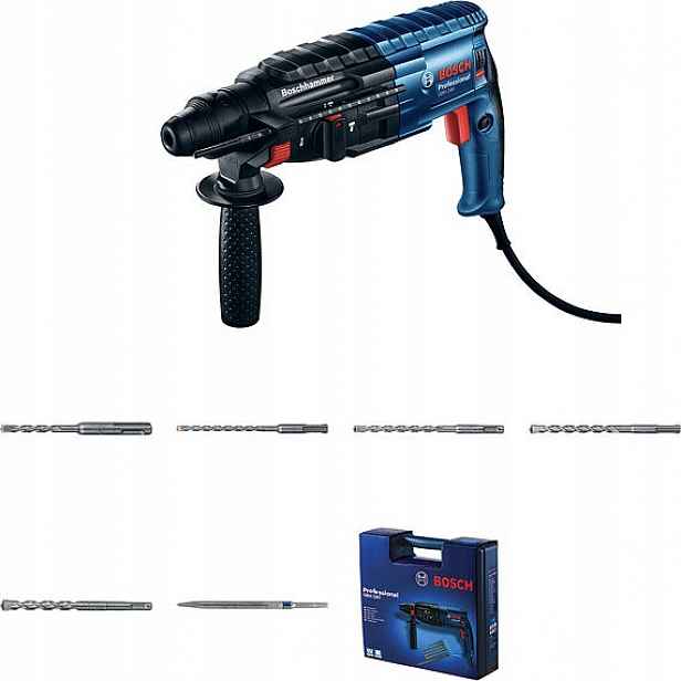 Bosch Gbh 240 kombinované kladivo Sds+, 790W, 2,7J sada Sds+ vrtáky a sek