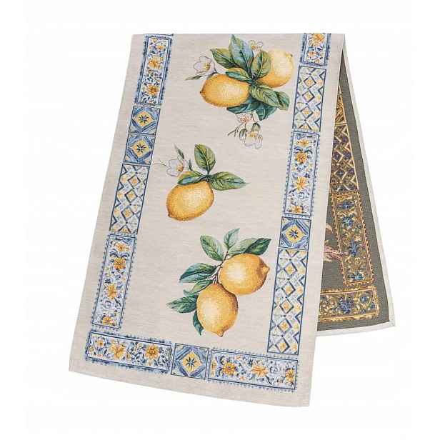 Běhoun 45 x 140 cm skandinávský citron modrý na stůl komoda dekorace