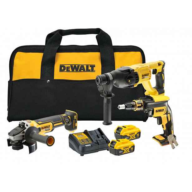 DeWALT - 7dílná sada AKU nářadí, baterií a nabíječky DCK304P2
