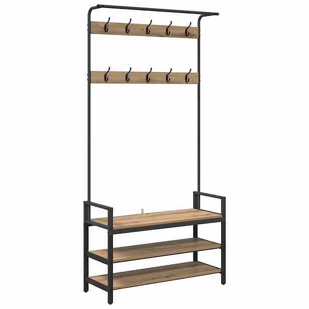 vidaXL Věšák na kabáty Dub artisan 95 x 34 x 184 cm Kompozitní dřevo