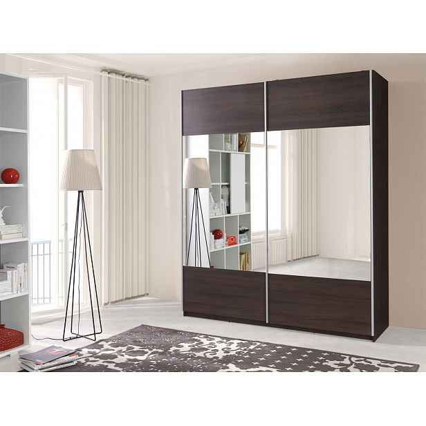 Zrcadlová šatní skříň 175 cm HANCOCK 4 - kaštan wenge