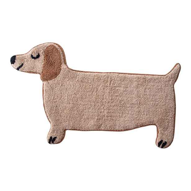 Béžová textilní koupelnová předložka 47x80 cm Sausage Dog – Sass & Belle