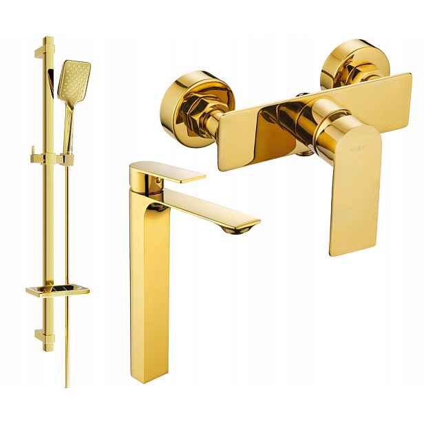 Mexen Alexa Zlatá Sprchová Souprava Mosaz, Keramická Hlavice