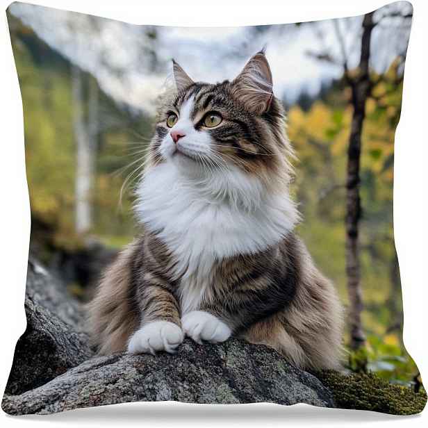 TEMU 1 ks Obal na polštář s norské lesní kočky | Měkká polyesterová tkanina s krátkým vlasem, jednostranný potisk, 45,01 cm x 45,01 cm, vhodný pro
