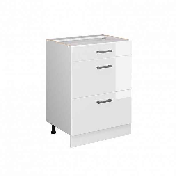 Vicco SPODNÍ SKŘÍŇKA KUCHYŇSKÉ LINKY R-Line Bílá vysoký lesk 60 cm se zásuvkami, bez pracovní desky