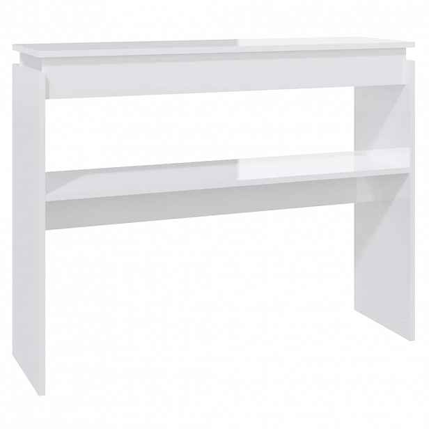 vidaXL Konzolový stolek bílý vysoký lesk 102x30x80 cm kompozitní dřevo
