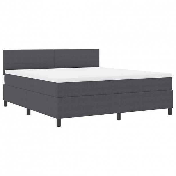 vidaXL LED box pružinová postel s čelo Tmavě šedá a bílá 180 x 200 cm