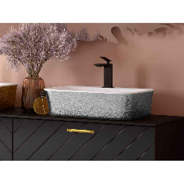 BESCO Olsen Spa  Assos KEASSLINDGLAM02 - Umyvadlo na desku ASSOS S-LINE GLAM - stříbrná