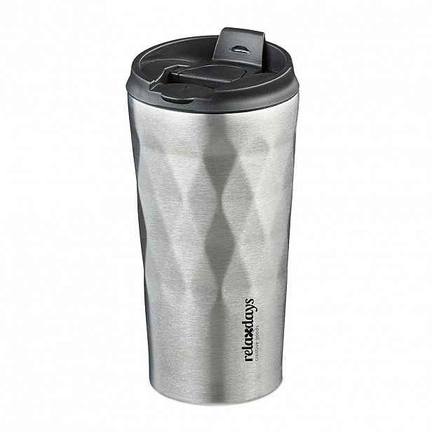 Relaxdays TERMOHRNEK stříbrný černý nerez 350 ml