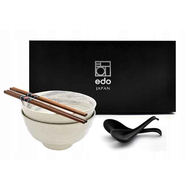 Sada 2 misek s lžícemi a paličkami Udon Kemuri Uzu 800 ml Box