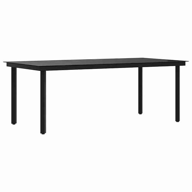 vidaXL Zahradní jídelní stůl černý 200 x 100 x 74 cm ocel a sklo