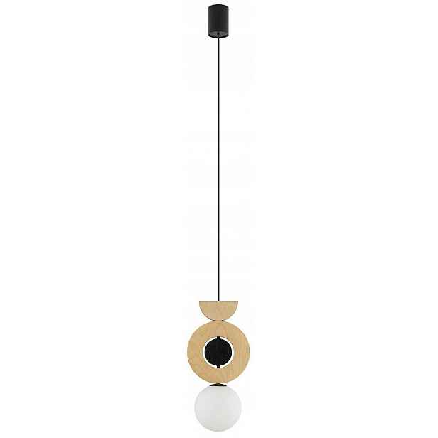 Závěsná lampa Drops Wood B Hnědá Bílá Skleněná Lampa 1xG9 Stropní Svítidlo