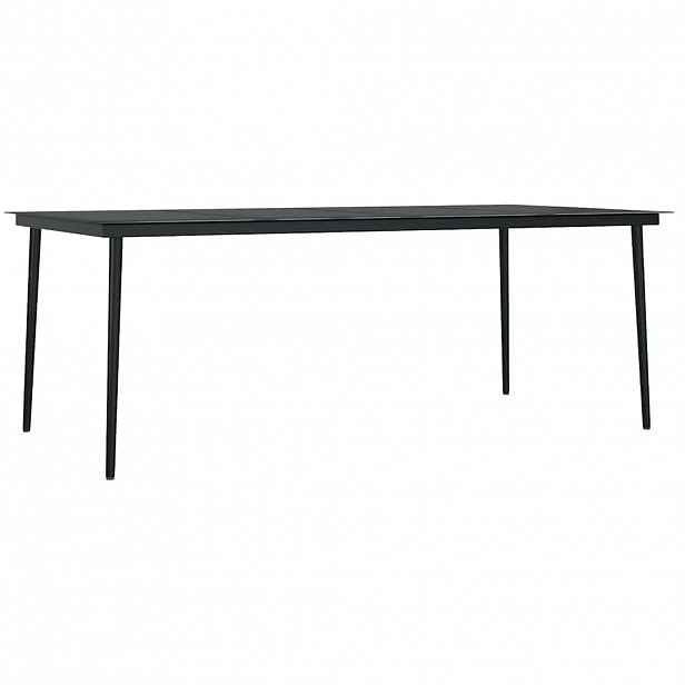 vidaXL Zahradní jídelní stůl černý 200 x 100 x 74 cm ocel a sklo