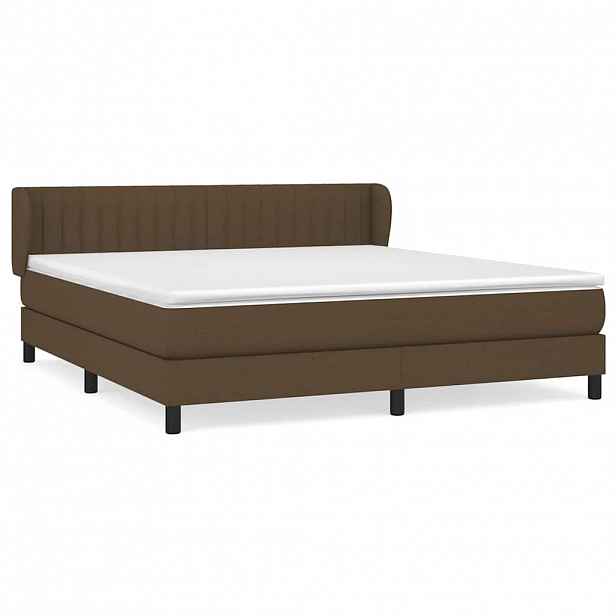 vidaXL Box spring postel s matrací tmavě hnědá 180x200 cm textil