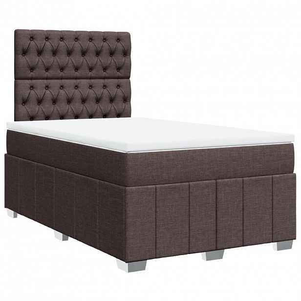 vidaXL Box spring postel s matrací tmavě hnědá 120x190 cm textil