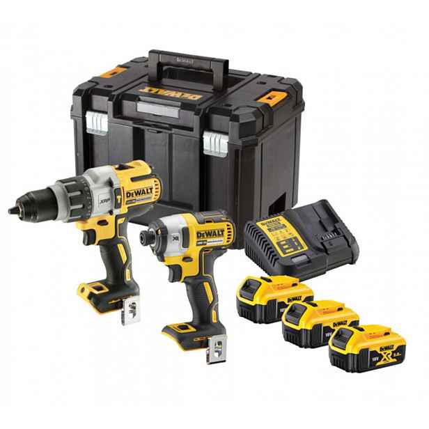 DeWALT - 18V AKU sada příklepové vrtačky a rázového utahováku, 3x aku 5,0 Ah XR, nabíječka DCK276P3T
