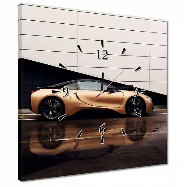 Nástěnné hodiny 40x40 Zlaté Bmw Auto