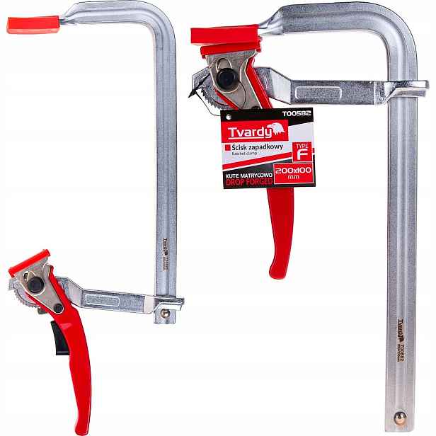 Kovaná západková svěrka F 200×100 mm 500 kg chrom Tvardy T00582