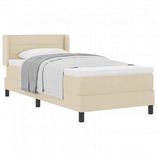 vidaXL Postel s boxspringem s čelo Krémová 200 x 80 cm textil