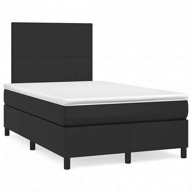 vidaXL Box spring postel s matrací černá 120 x 200 cm umělá kůže