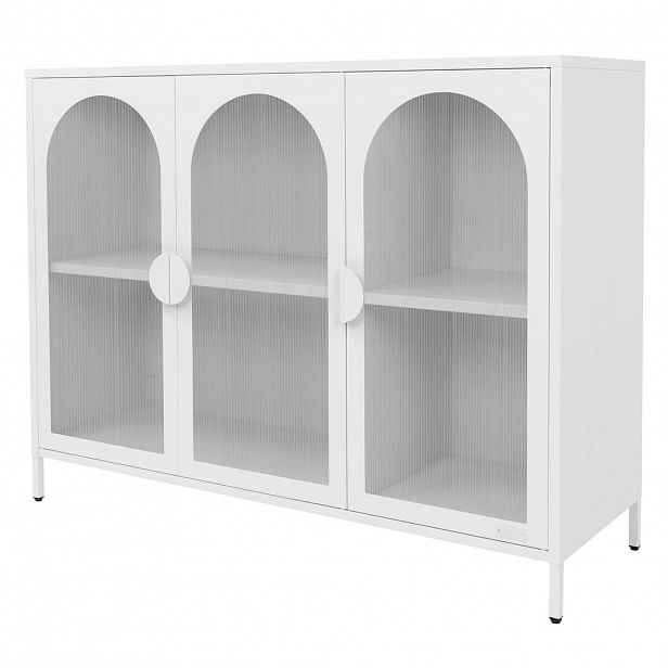 ML-DESIGN VITRÍNA z oceli 120x93x40 cm bílá se 3 dvířky