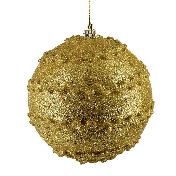 Mondex Vánoční baňka SANTA LILA Frosty 10 cm zlatá