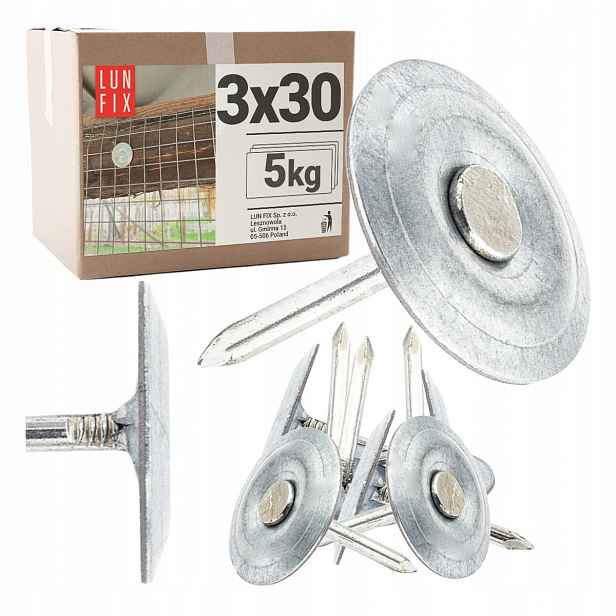 Papové hřebíky s podložkou 30 mm 3x30 pozink 5 kg