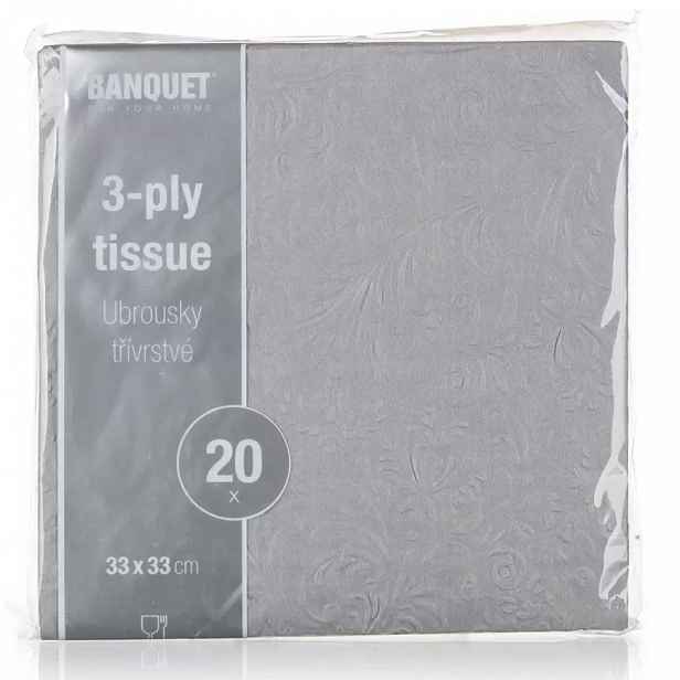 Ubrousky papírové 33x33 cm 20sks šedé 29251583