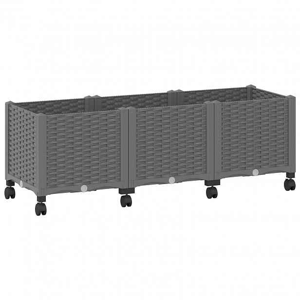 vidaXL Zahradní truhlík s kolečky Světle šedá 120 x 40 x 44 cm PP