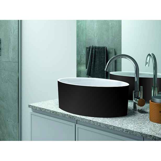 BESCO Olsen Spa  UNIQA KEUNINDBW - Umyvadlo UNIQA Black&White - na desku