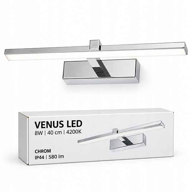 Koupelnové osvětlení Venus 8W 40 cm chromové Led pro zrcadlo 4200K IP44 580lm