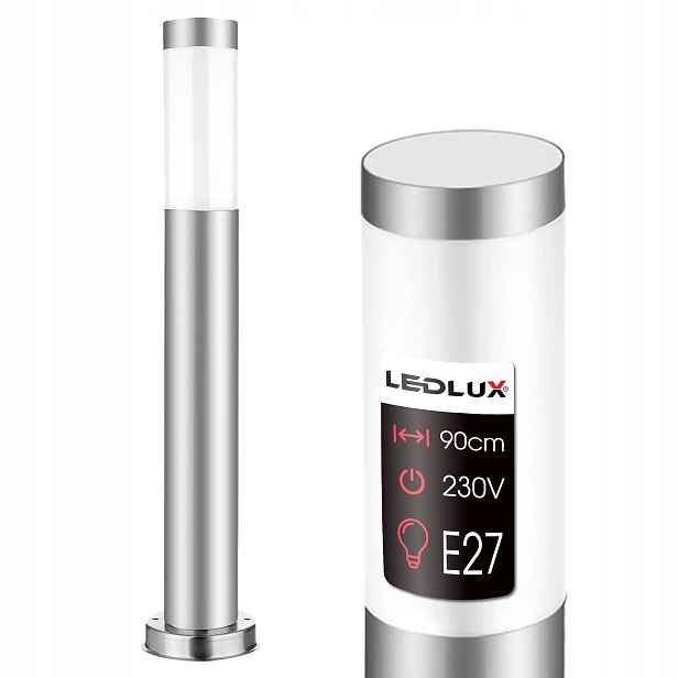 Stojací zahradní lampa pro Led lampu E27 90 cm Ozdobný Inox