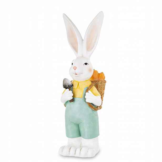 Velikonoční figurka zajíček zahradník s košíkem na mrkev 83x22x33 cm A176447