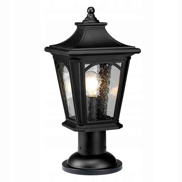 Venkovní soklová lampa černá IP44 E27 60W Quoizel Bedford