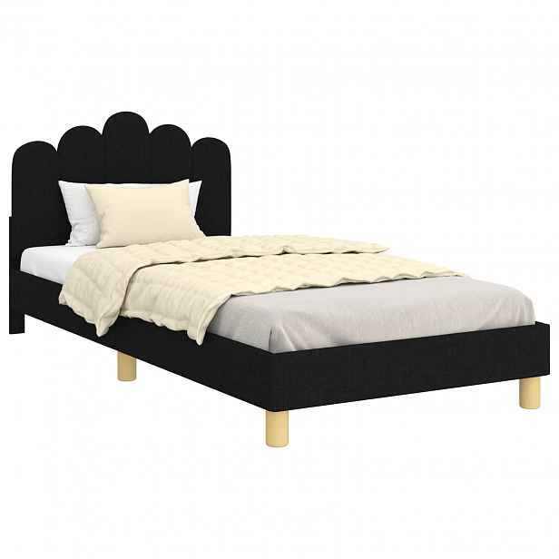 vidaXL Rám postele pro děti s čelem s čelo Černá 90 x 190 cm Textil