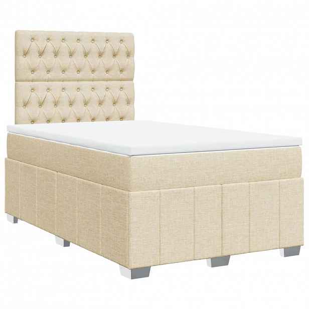 vidaXL Box spring postel s matrací krémová 120x190 cm textil