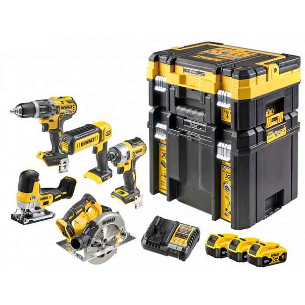 DeWALT - 11dílná sada AKU nářadí, baterií a nabíječky DCK500P3T