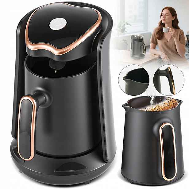 Elektrický Kávovar Na Kávu Odolný 300 ML 600 W Moka Káva Černá Barva
